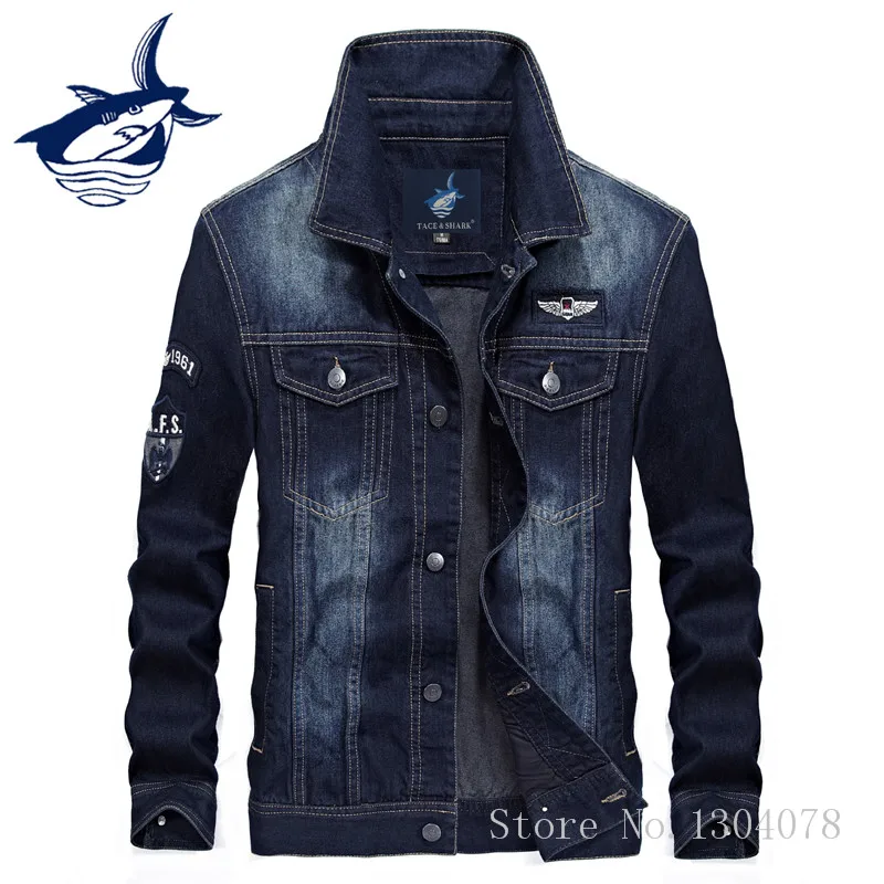 New Stylish Brand Tace Shark Men's Denim Jacket Casual Retro Streetwear Jeans Jacket Coat Shark Clothing Denim Jaqueta Masculina New Stylish Brand Tace Shark Men's Denim Jacket Casual Retro Streetwear Jeans Jacket Coat Shark Clothing Denim Jaqueta Masculina