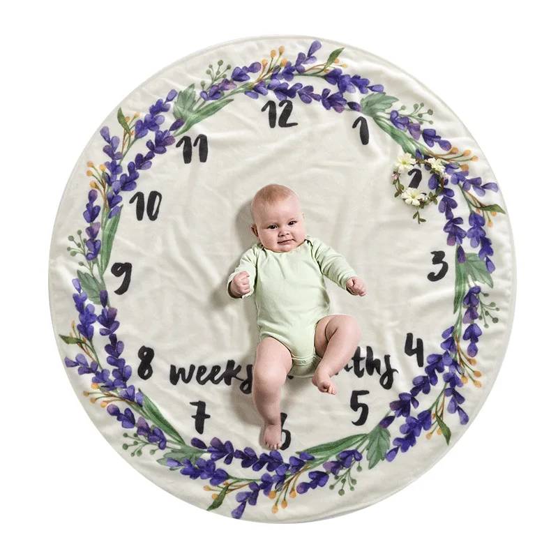 

dkDaKanl Baby Milestone Blanket Soft Velvet New Born Muslin Swaddle Cloth Kids Outting Blanket Flower Printed Children Quilt