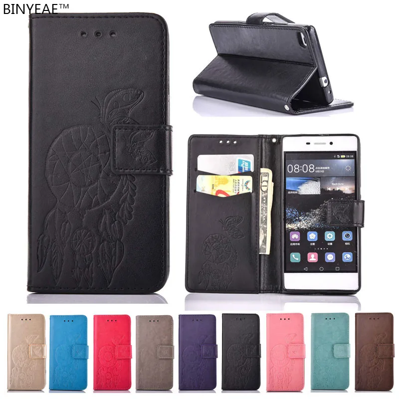 BINYEAE Живопись PU Leather Case For Huawei Ascend P8 Lite/P8lite Улыбка Медведя и Слоны Флип Бумажник