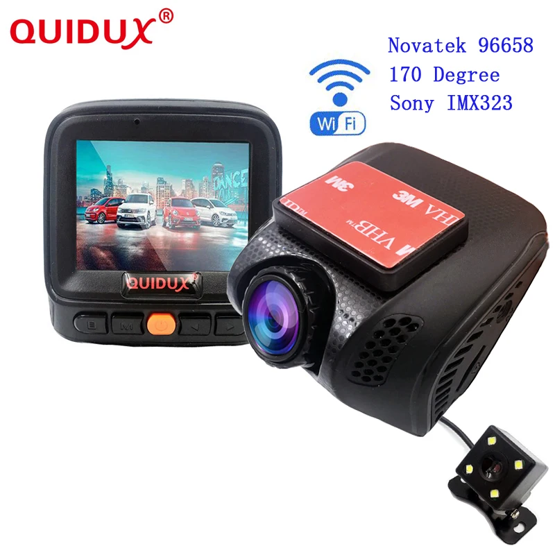 

QUIDUX 2.0'' WIFI Car DVRs Dash Cam Camera mini car registrator recorder Novatek 96658 Sony IMX323 HD 1080P 170 degree dual lens