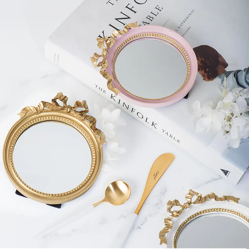 Мини торт лоток Европейский винтажное зеркало пластина золото/розовый/белый Спокойный макияж зеркало украшение для шоколадных конфет торт инструмент