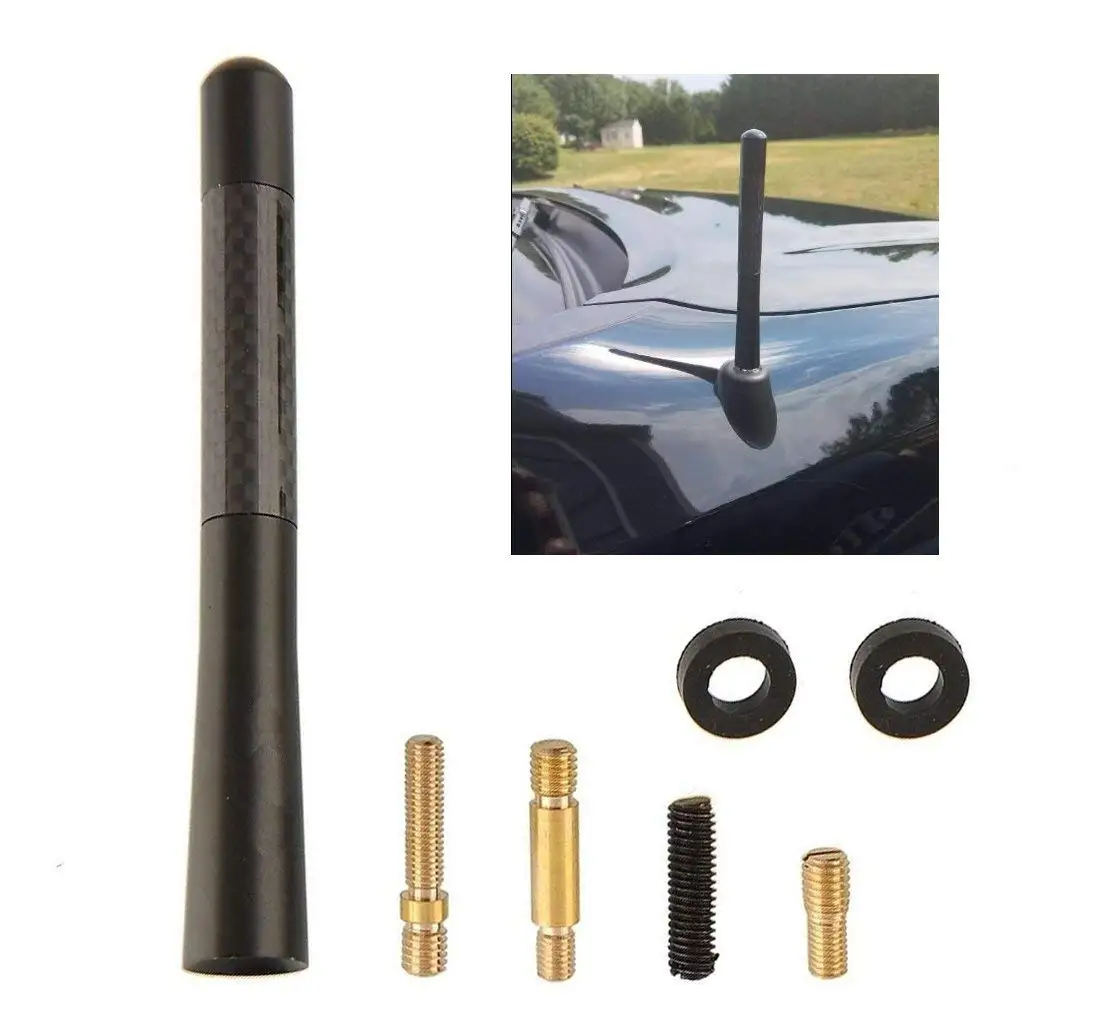 

High Quality Carbon Radio Stubby Fiber Black Aluminum Alloy Screw Mast 4.7 inch Antenna for Fiat 500