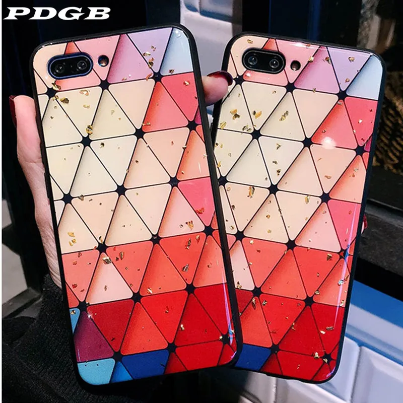 

PDGB Rugged TPU Case for Huawei P20 P30 Pro Nova 3 3i 4 Honor 8 9 10 Lite 8C 8X Max Gold Foil Cover Glitter Glossy Epoxy Shell