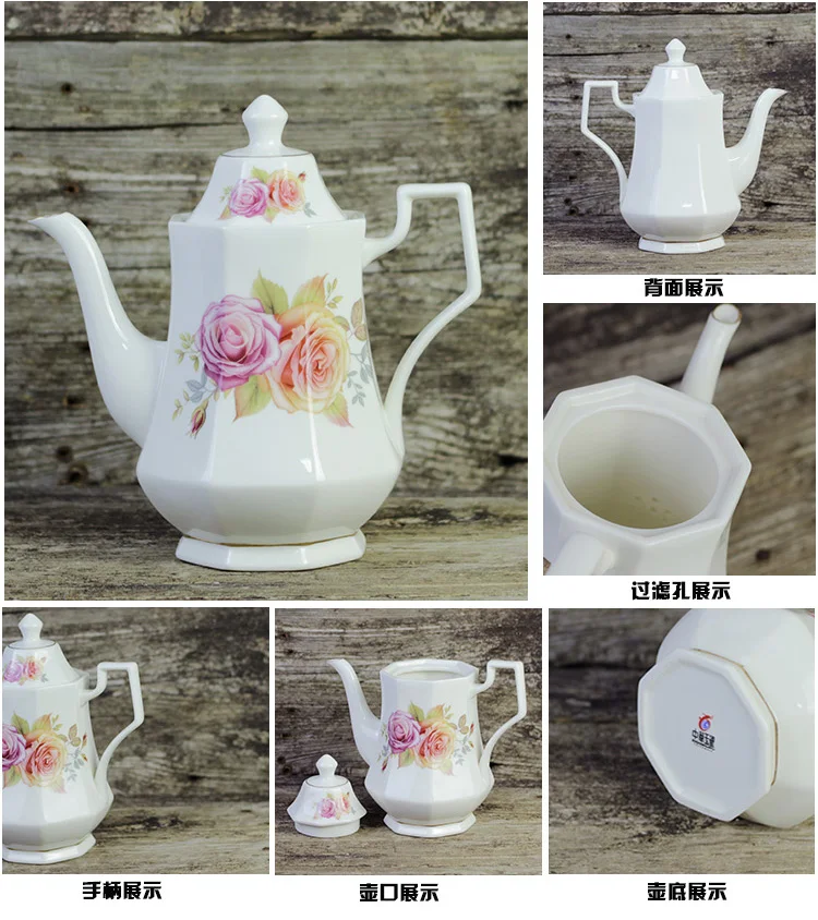 Fashion British Bone China Coffee Pot European Style Afternoon Tea Teaset Ceramic Teapot Coffee Pot Flower Tea Pot Porcelain Pot