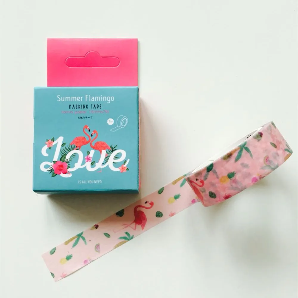 

Summer Flamingos Decorative Washi Tape DIY Scrapbooking Masking Tape School Office Supply Escolar Papelaria 1.5mmX7M