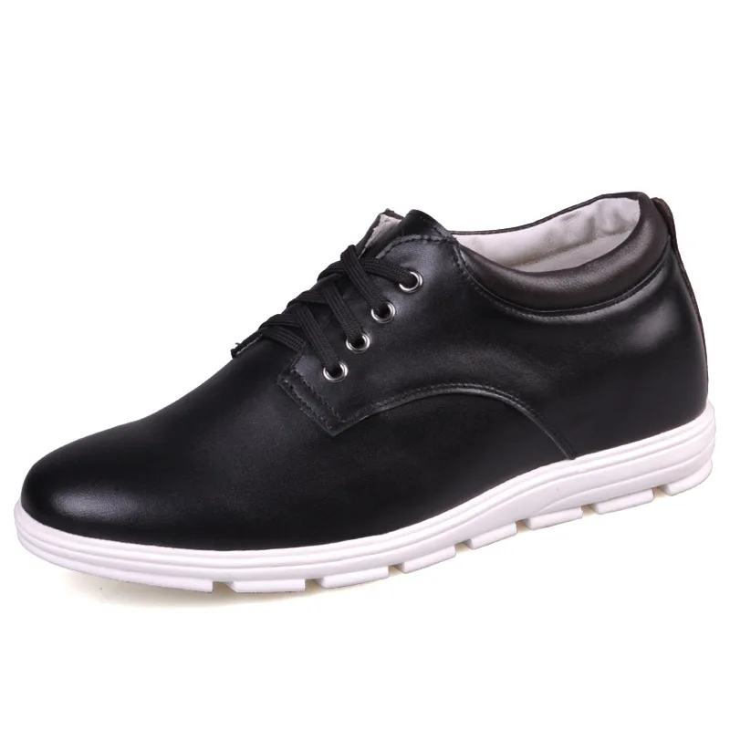 

JC161 Black Men's Casual Calf Leather Shoes with Hidden Heels Height Increasing Elevator Shoes Get Taller 2.16"/5CM