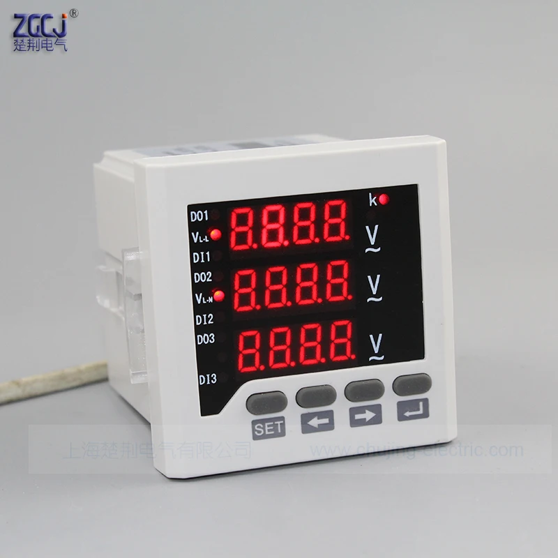 

Digital LED display Panel mounting 3 phase AC Voltage meter ,0-450 voltage range ,220V power supply V meter