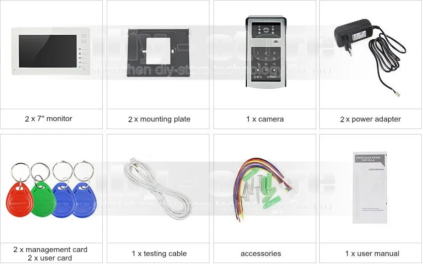 DIYSECUR 7 дюймов HD TFT ЖК-Монитор Видео-Телефон Двери видео Домофон Дверь с 300000 Пикселей Ночного Видения Камеры RFID + пароль