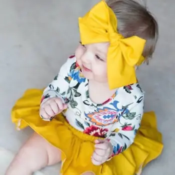 

US Cute Newborn Baby Girl Floral Long Sleeve Romper Top+Shorts Dress 3Pcs Outfit Set
