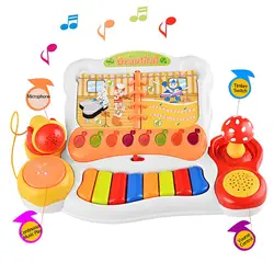 24 клавиши DJ фортепиано клавиатура барабаны комбинации музыкальные игрушечные инструменты с микрофоном подключить компьютер (3108)
