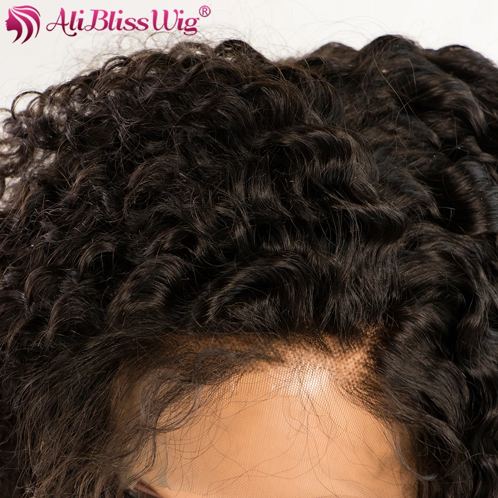 AliBlissWig Curly Human Hair Wig 180% Density Short Lace Front Wigs Brazilian Remy Hair Medium Cap Swiss Lace  (3)