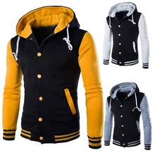 Rusanranz Brand 2018 New Arrival Men’s Autumn/Winter Warm Baseball Hoodie Patchwork Casual Pullover Top Sweatshirt