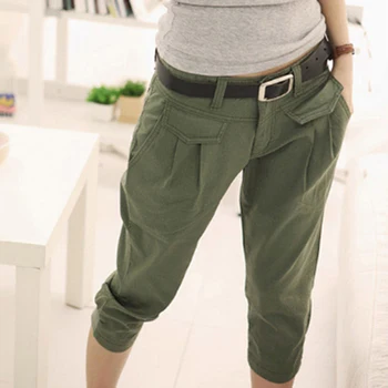 

Summer Hot Sale Trousers For Women Slim Casual Pants Heigh Quality Pocket Loose Calf-Length Pants Streetwear Female Pants