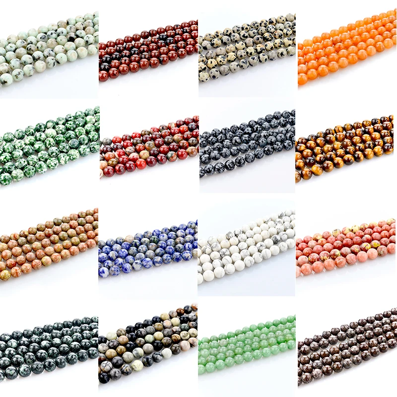 8MM 48 Pieces/Strand Round Natural Stone Beads For Jewelry Making Mixed Loose Beads Diy Jewelry Wholesale Accessories H1-Rd-8mm