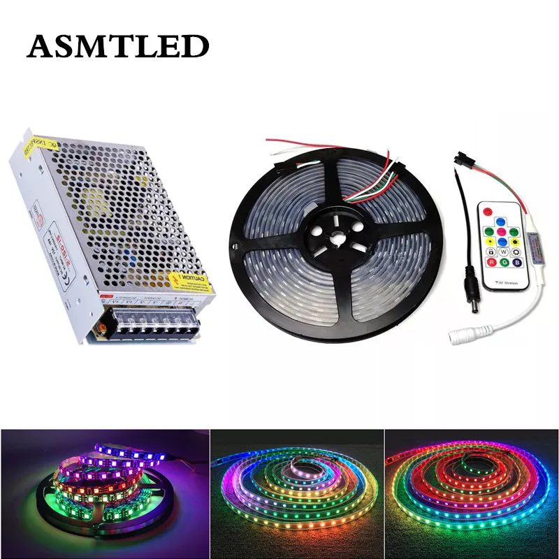 

5m DC12V WS2811 LED Pixel Strip Set Addressable Digital 2811 Programmable Full Color Tape External IC With Controller+Power 2811