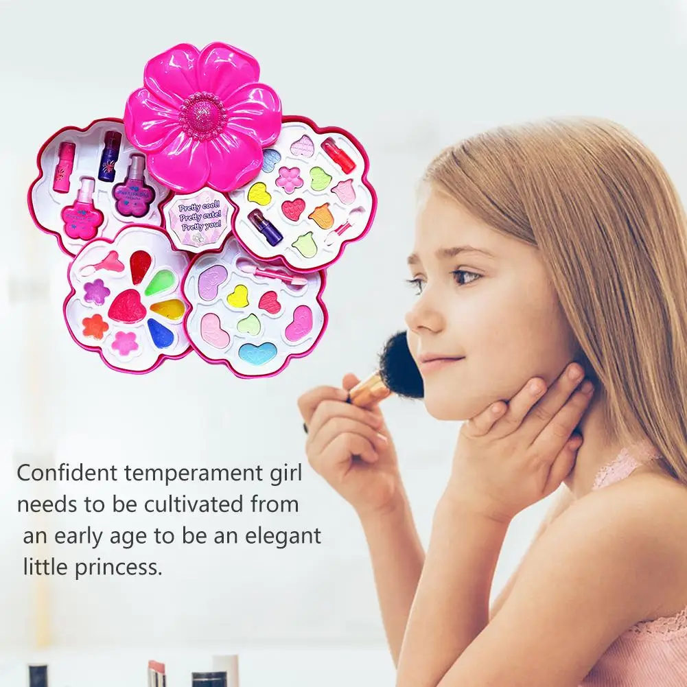 Kids Makeup Kit For Girls Toy Safe Nontoxic Cosmetics Washable Makeup Set Play House Toys For Children