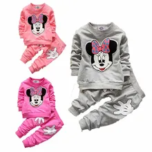 Комплект одежды с Микки-Маусом для маленьких мальчиков; одежда с Минни для маленьких девочек; спортивная мягкая детская одежда; Модная одежда с Микки Маусом для активных детей