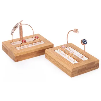 

New Bamboo Wood Ring Bangle Tray Jewelry Display Tray Jewellery Display Holder Leather Jewelry Holder