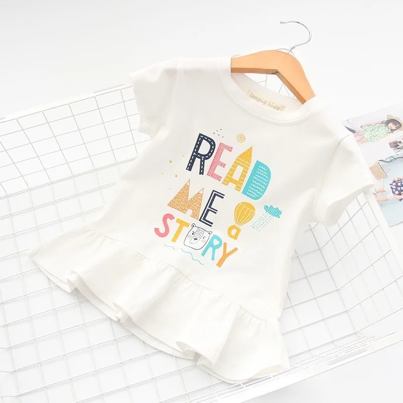 Летняя футболка для девочек; белые хлопковые топы для малышей; модная детская одежда; бутики; школьная Футболка с принтом слона; детская одежда