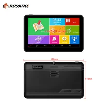 TOPSOURCE 7 inch Capacitive Android car GPS Navigator Quad Core 16GB car DVR dash cam dual cameras 1080P record free maps