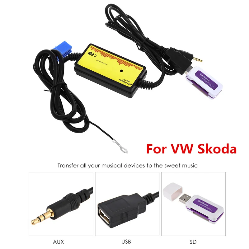 Car Audio Interface MP3 USB / SD Adapter 8P Connect Digital CD Changer for VW / SkodaCables