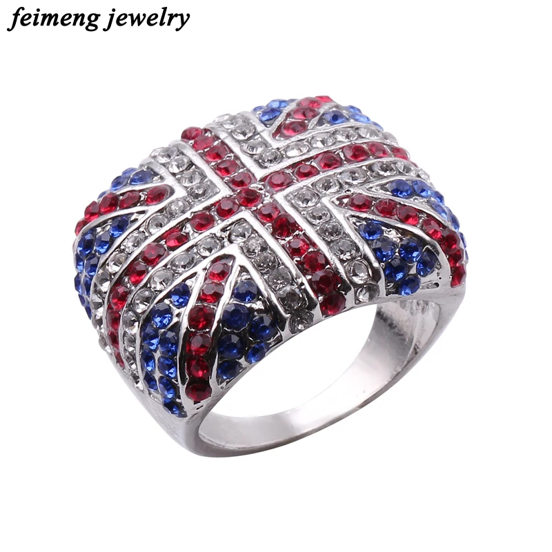 New Arrival The British Flag Ring British mark UK Logo Charm Rock Ring