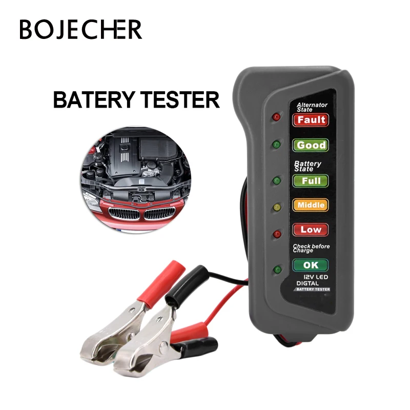 12V Battery Tester Car Alternator Test Motorcycle Batteries 12 Volt Testing Tool