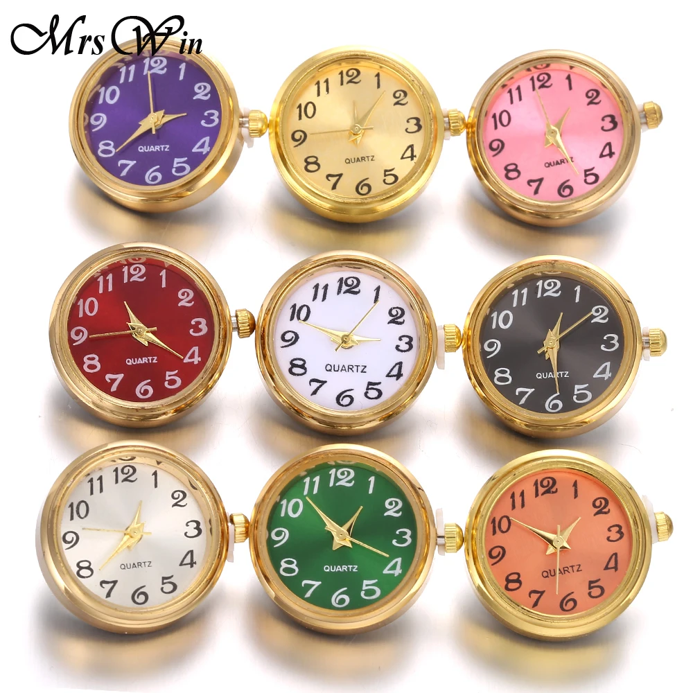 

New Gold Snap Jewelry 18mm Round Silver Tone Quartz Watch Face Snap Buttons for Fashion DIY Snap Button Bracelet Bangle