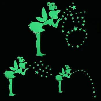 

Fairy Blows Stars Glowing Sticker Home Decor Wall Luminous Sticker Kids Room Boy Girl Bedroom Decoration Glow Dark Sticker Decal