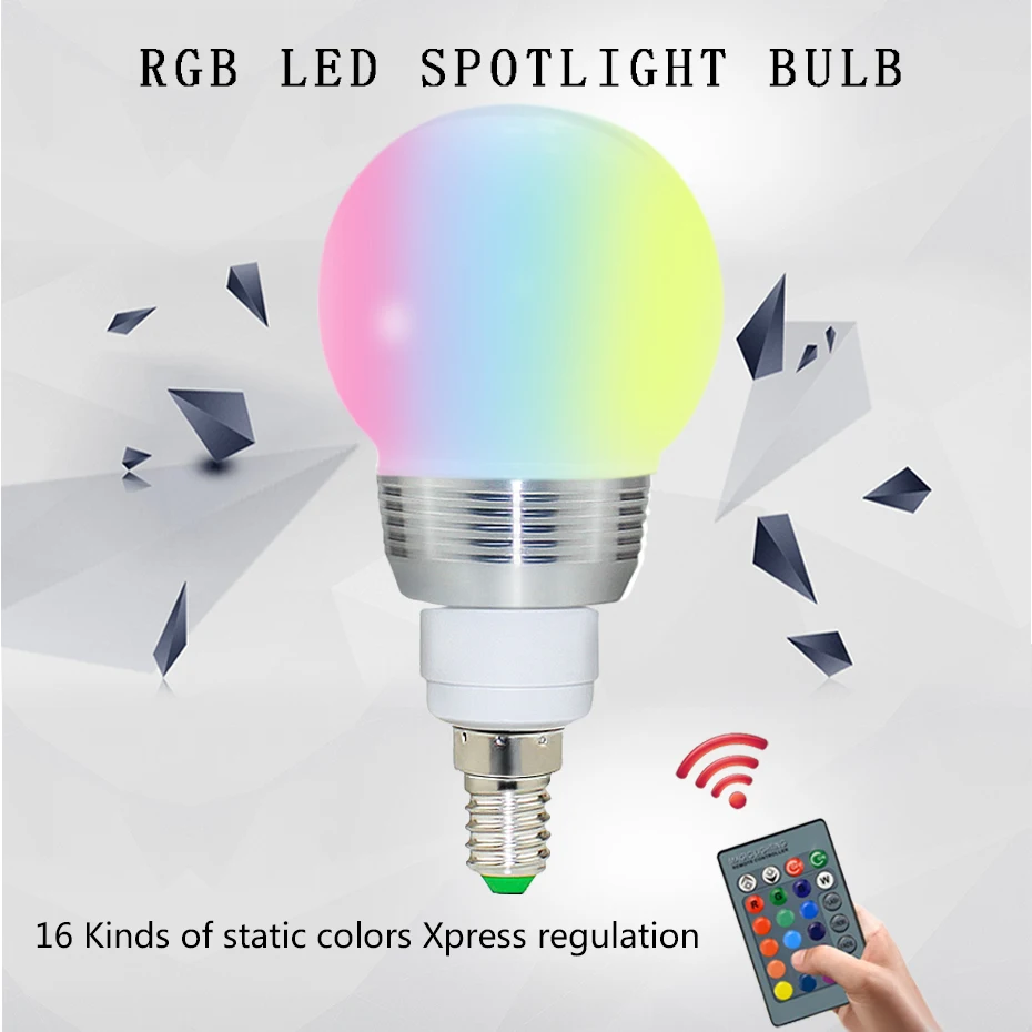 E27 E14 светодиодная RGB лампа 16 цветов меняющая AC85 265V Светодиодная с регулируемой