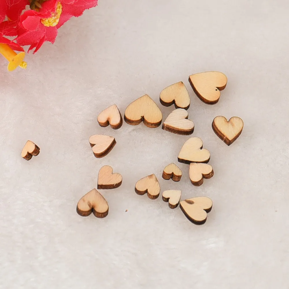 100pc Wood Crafts Rustic Wooden Love Heart Wedding Table Scatter