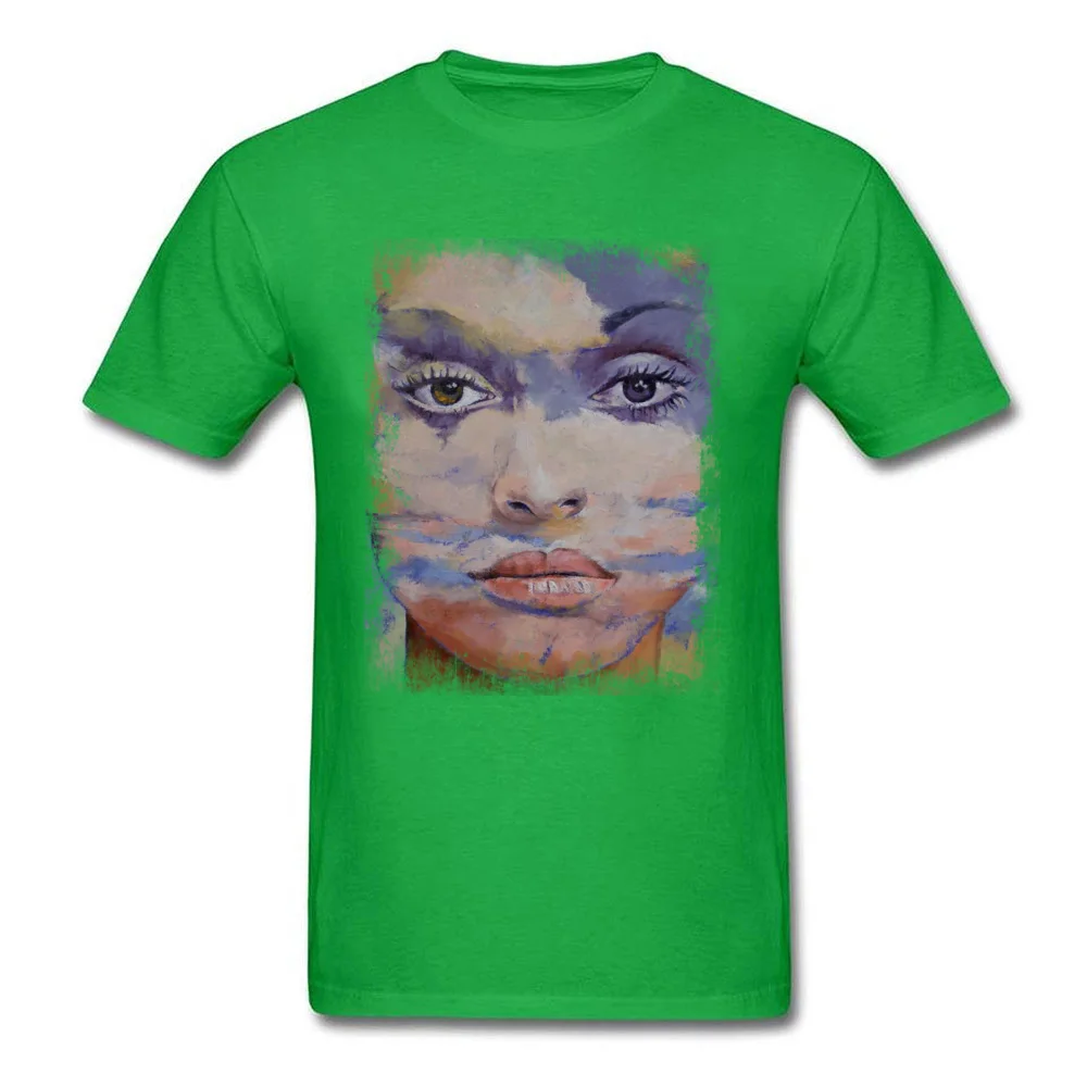 MONA LISA T-shirts for Men Leisure Summer T Shirt Short Sleeve Slim Fit Street Tee-Shirts Round Collar 100% Cotton Fabric MONA LISA green