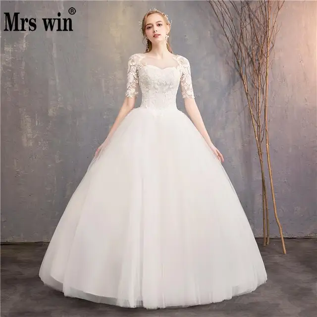 vestido de boda 2018 nuevo barato la ganar la mitad manga princesa