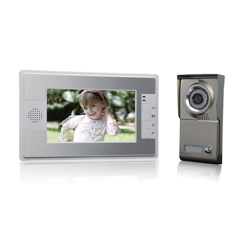 

(1 set) NEW 7 inch colorful display 600TVL line HD One to One Video Door Phone home use talk back intercom waterproof camera