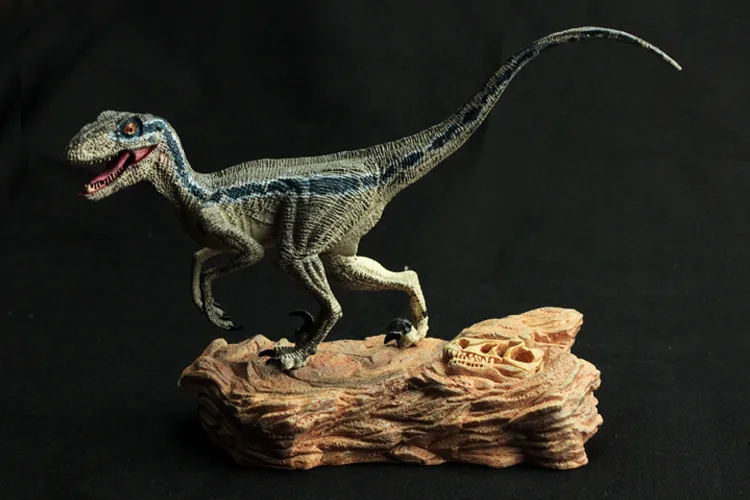 Дети динозавров игрушки Моделирование мир Юрского периода Животные сбора реалистичные работает Синий Велоцираптор подарки