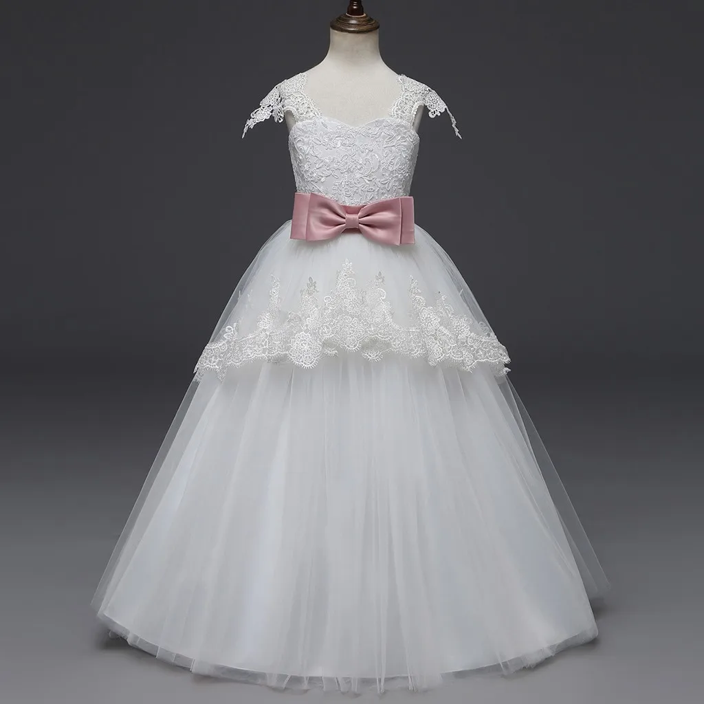 

2019 New Summer Fashion Kids Dresses For Baby Girls Sleeveless Bowknot Princess Dress For Wedding Party Sleeveless Tutu Dress