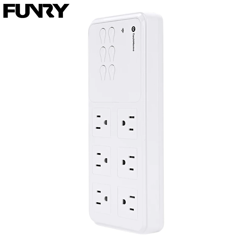 

Funry aiAero6 Power Strip US Plug WIFI 2.4G 220V 16A Timer Action Settings Scene Settings APP Control 6 Ports & 2 USB Interface