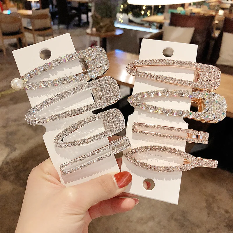 

Shiny Crystal Rhinestones Pearl Claws Hairpins Geometric Rectangle Love Heart Waterdrop Pearl Hair Clips Hair Accessories New