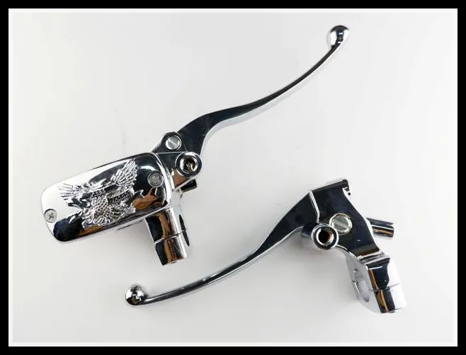 

Freeshipping Pair Chrome 1" Handlebar Reservoir Brake 14mm EAGLE Clutch Lever Custom Cruiser