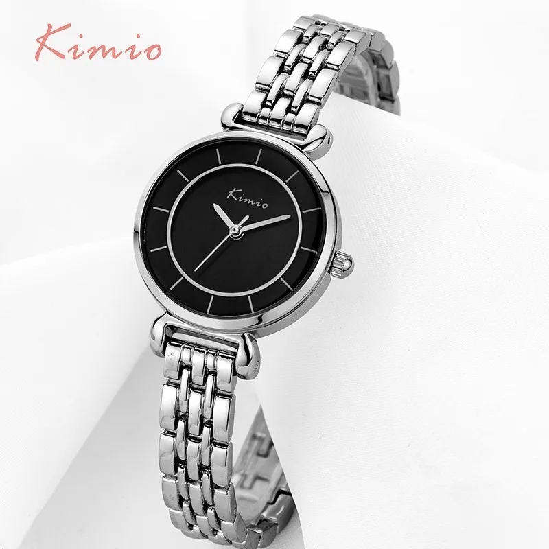 Acheter KIMIO Simple Petit Double Cadran Or Bracelet Quartz Montres Femmes montre De Mode 2018 Marque Dames montre Bracelet montre femme