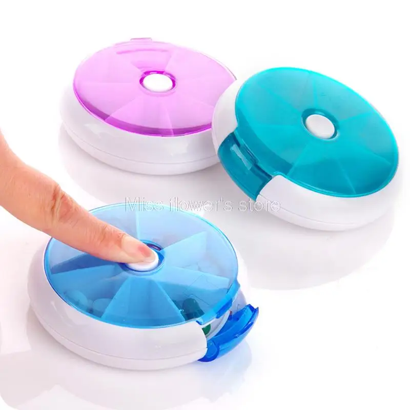 

Travel Portable 7-Day Weekly Round Pill Box Medicine Tablet Vitamin Holder Storage Case Containers