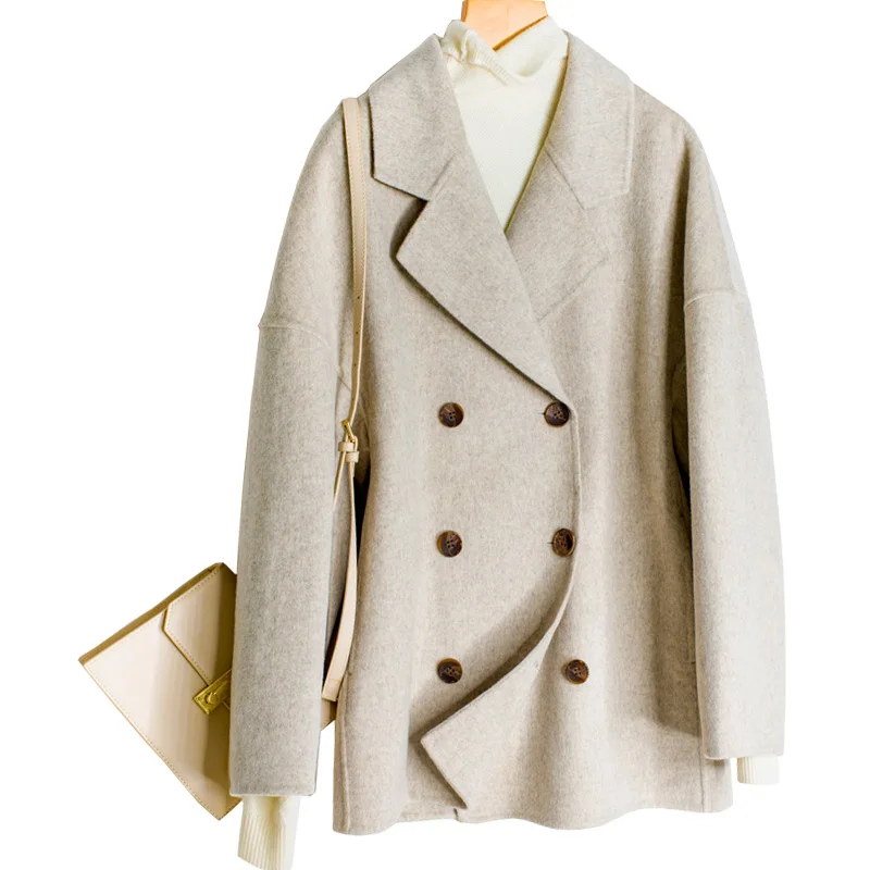 

YOLANFAIRY Double Sided Cashmere Jacket Autumn Winter Wool Coat Women Warm Short Casaco De Inverno Feminino CS8101 MF646