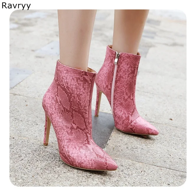 Ins-Fashion-pink-Snakeskin-Woman-s-short-boots-leather-autumn-winter ...