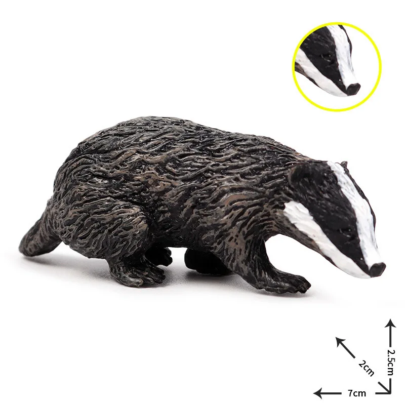 Simulation Forest Wild Animal Model One Piece Badger Wolverine Anteater Beaver Bear Action Figure PVC Toy Figurine Gift for Kids