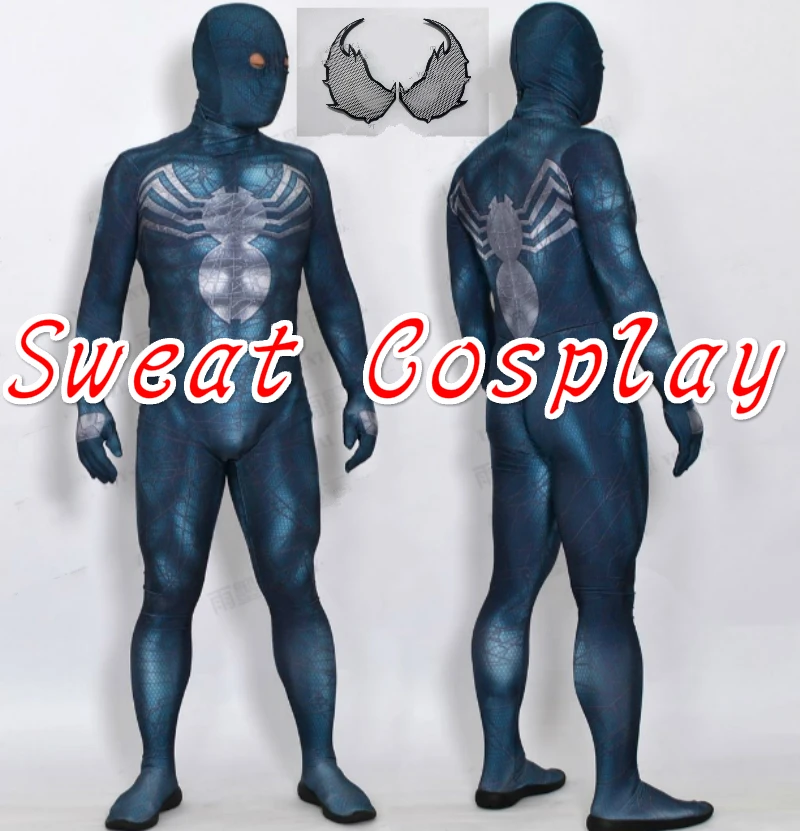 High Quality Venom Cosplay Costume Blue Venom Spiderman Costume Spandex
