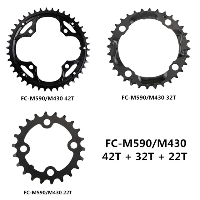 Новые оригинальные звездочки SHIMANO FC-M590/FC-M430 для горного велосипеда 44 T/42 T/32 T/22 T, запасные части, совместимые с Shimano - Цвет: 42T 32T 22T