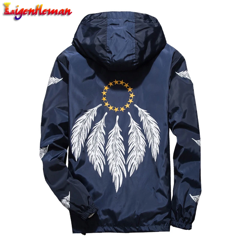 

Feather Wind Jacket Spring Autumn Young Men Windbreaker Hooded Long Sleeve Jacket Thin Lightweight Jackets Asian Size M-6XL 7XL