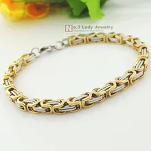 GOKADIMA 22 см, 5,5 мм, для Для мужчин Браслеты Нержавеющая сталь браслет цепь византийское плетение, модные ювелирные изделия Прохладный WB041