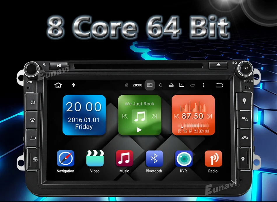 Discount Eunavi Android 8.0 Octa Core 4GB RAM Car DVD for VW Passat CC Polo GOLF 5 6 Touran EOS T5 Sharan Jetta Tiguan GPS Radio Seat A 0