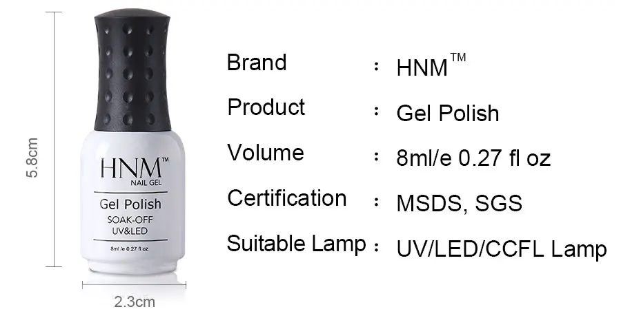 HNM 8 мл 28 классический чистый цвет УФ-гель для ногтей Гибридный лак праймер замачивающий Полупостоянный лаковый штамп